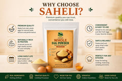 mixing Saheli egg powder with water in bowl showing quick blending for recipe readiness