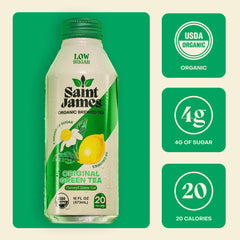 Saint James close-up of bottle label highlighting organic claims