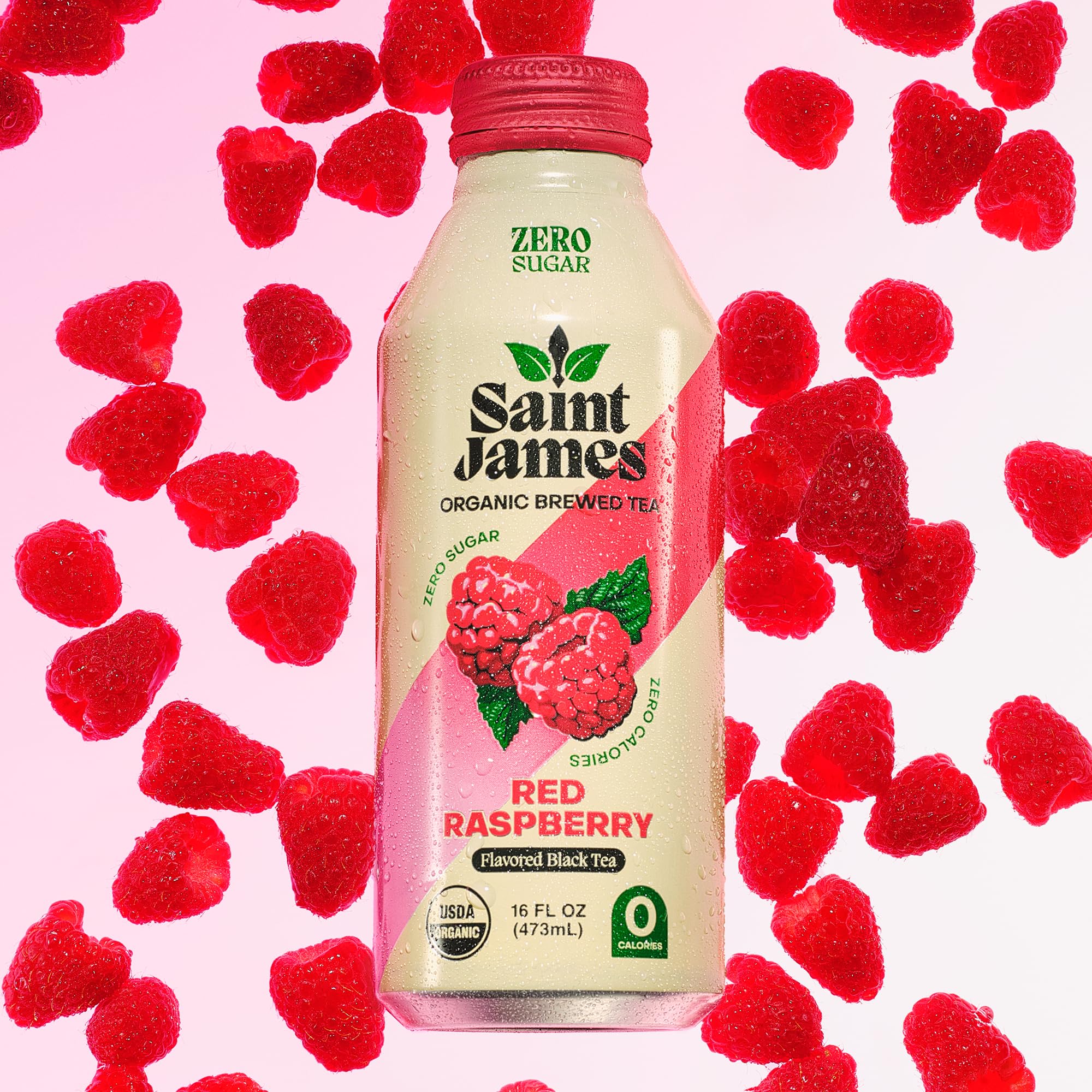 Saint James single can held in hand to show 16 fl oz scale and portable convenience benefit