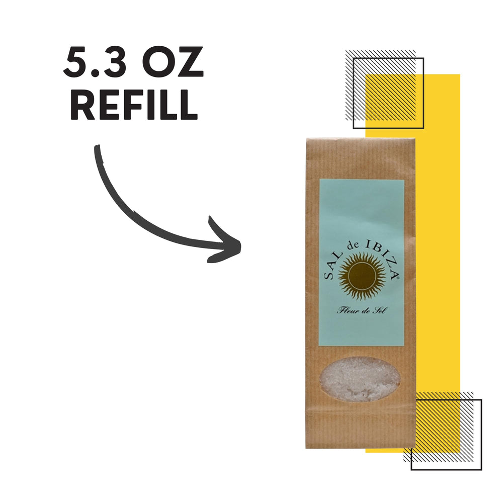 Sal de Ibiza 150g bag next to a measuring scale showing compact size