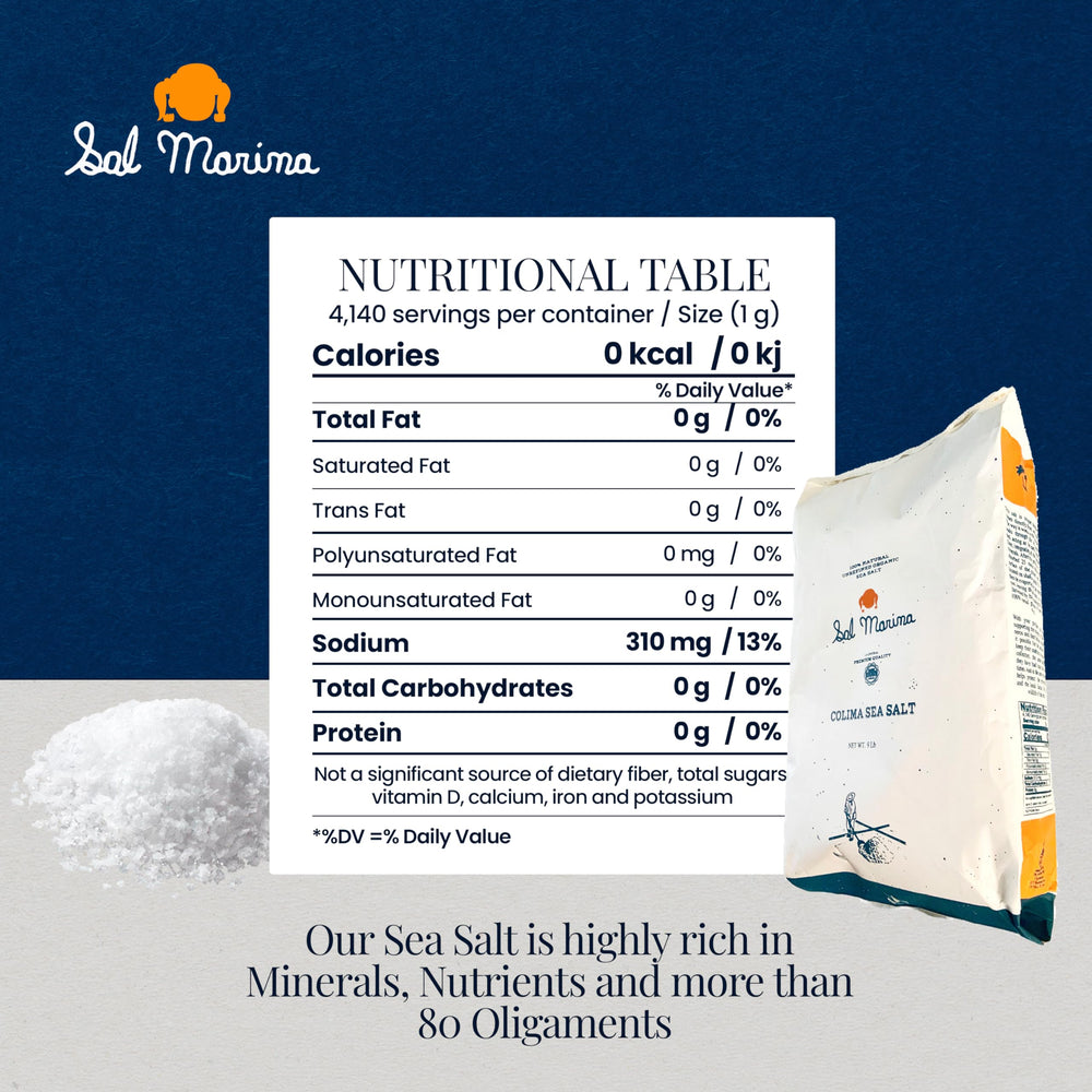 SAL MARINA LA CENTRAL 9 lb bag beside a kitchen scale to show portion size