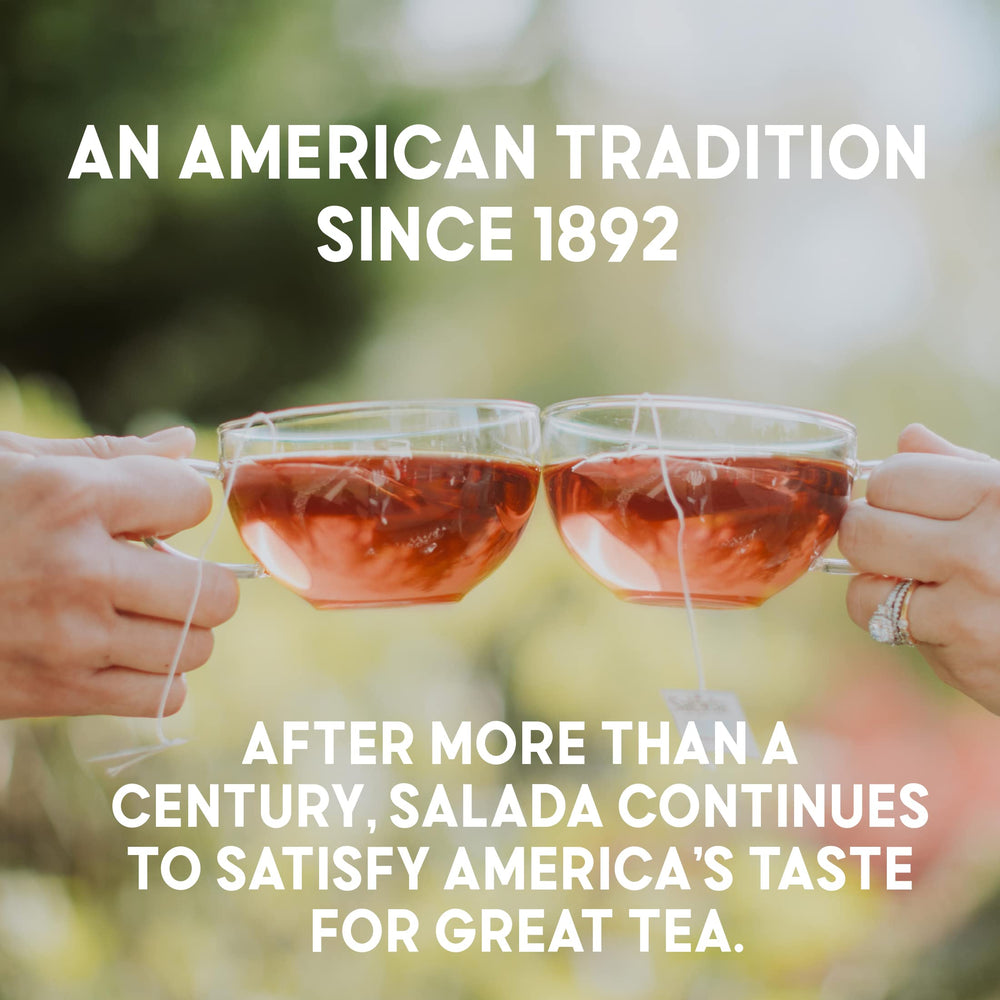 Hand holding Salada teabag for scale, demonstrating single-serve convenience