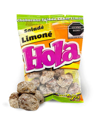 Saladulces HOLA Lobito front pouch showing lemon salted apricot, convenient single-serve