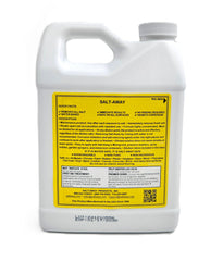 Salt-Away concentrate bottle close-up, label details and pour spout benefit