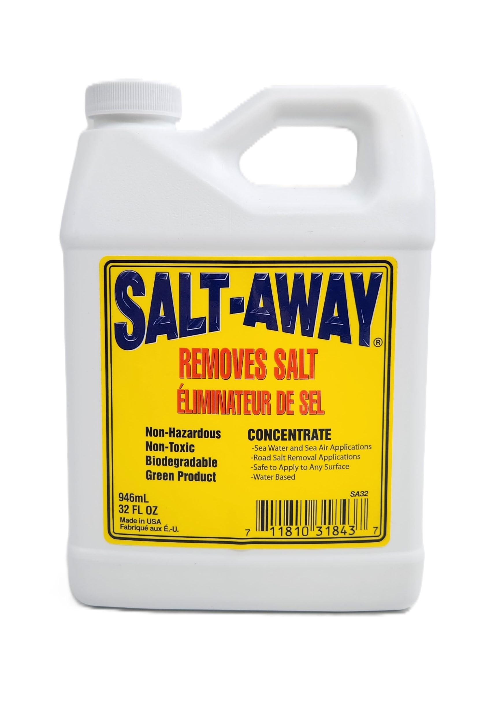 Salt-Away front label showing product name and size, clear refill benefit