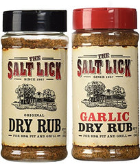 Salt Lick double rub assortment front packaging showing both original and garlic jars for versatile seasoning