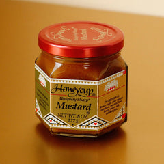 Salthouse & Peppermongers open jar texture showing creamy-grain mustard for easy spreading