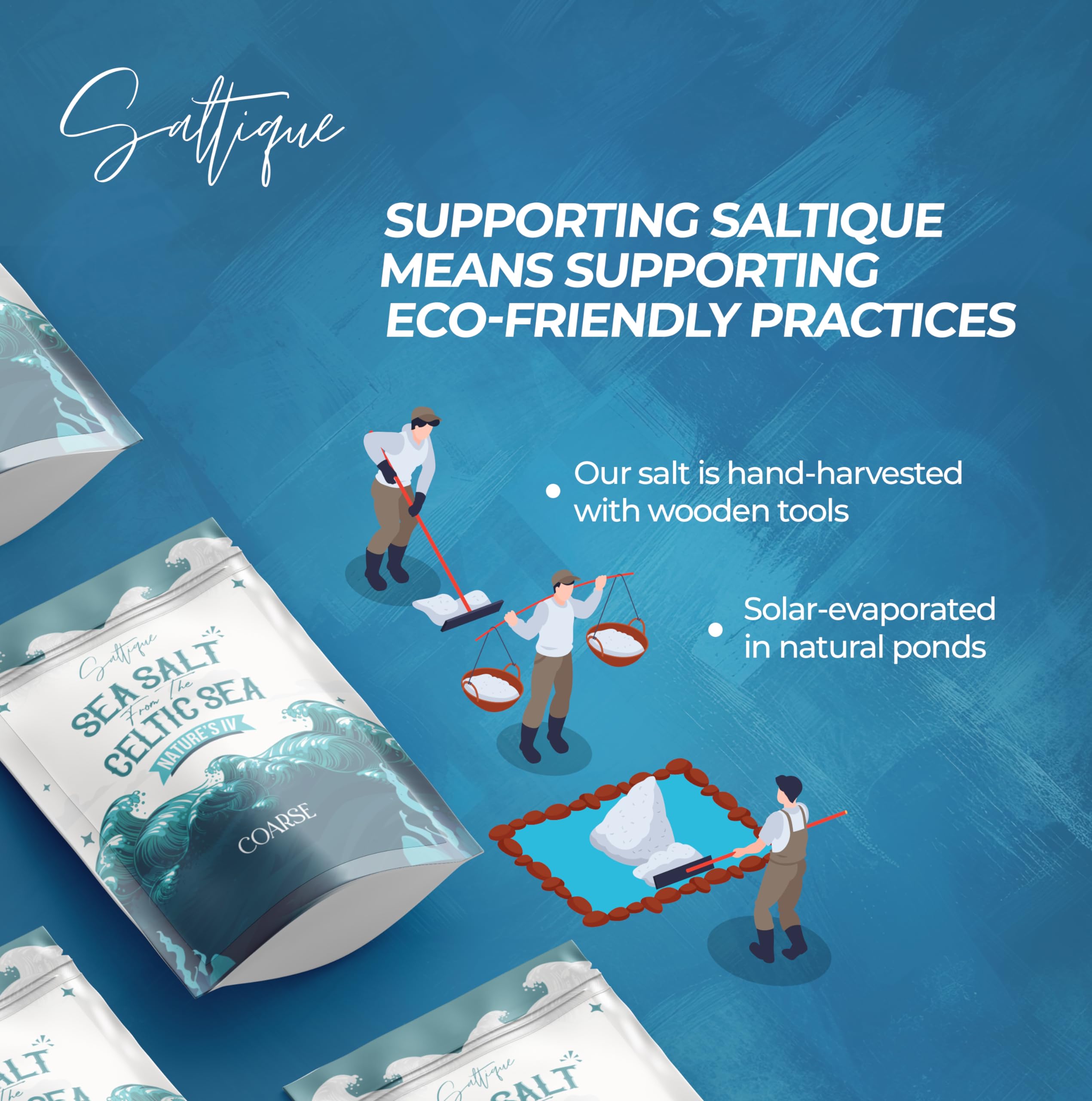 Saltique 1lb bag beside common items to show size and portion convenience