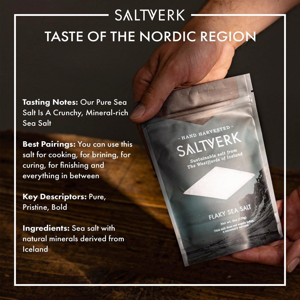 Saltverk flake close-up texture highlighting crunchy, mineral-rich crystals