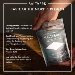 Saltverk flake close-up texture highlighting crunchy, mineral-rich crystals