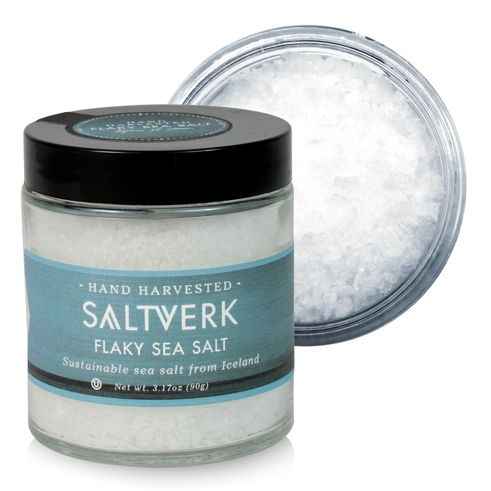 Saltverk front packaging 3.17 oz showing brand and compact jar, ideal for chefs