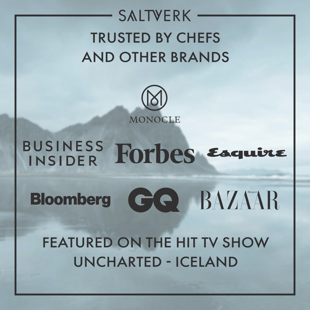 Saltverk label and origin detail highlighting Icelandic production and sustainable sourcing benefit