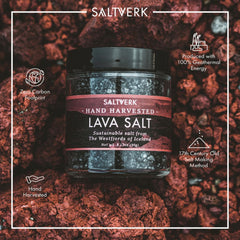 Detail of activated charcoal blended with Saltverk sea salt, provides dramatic color