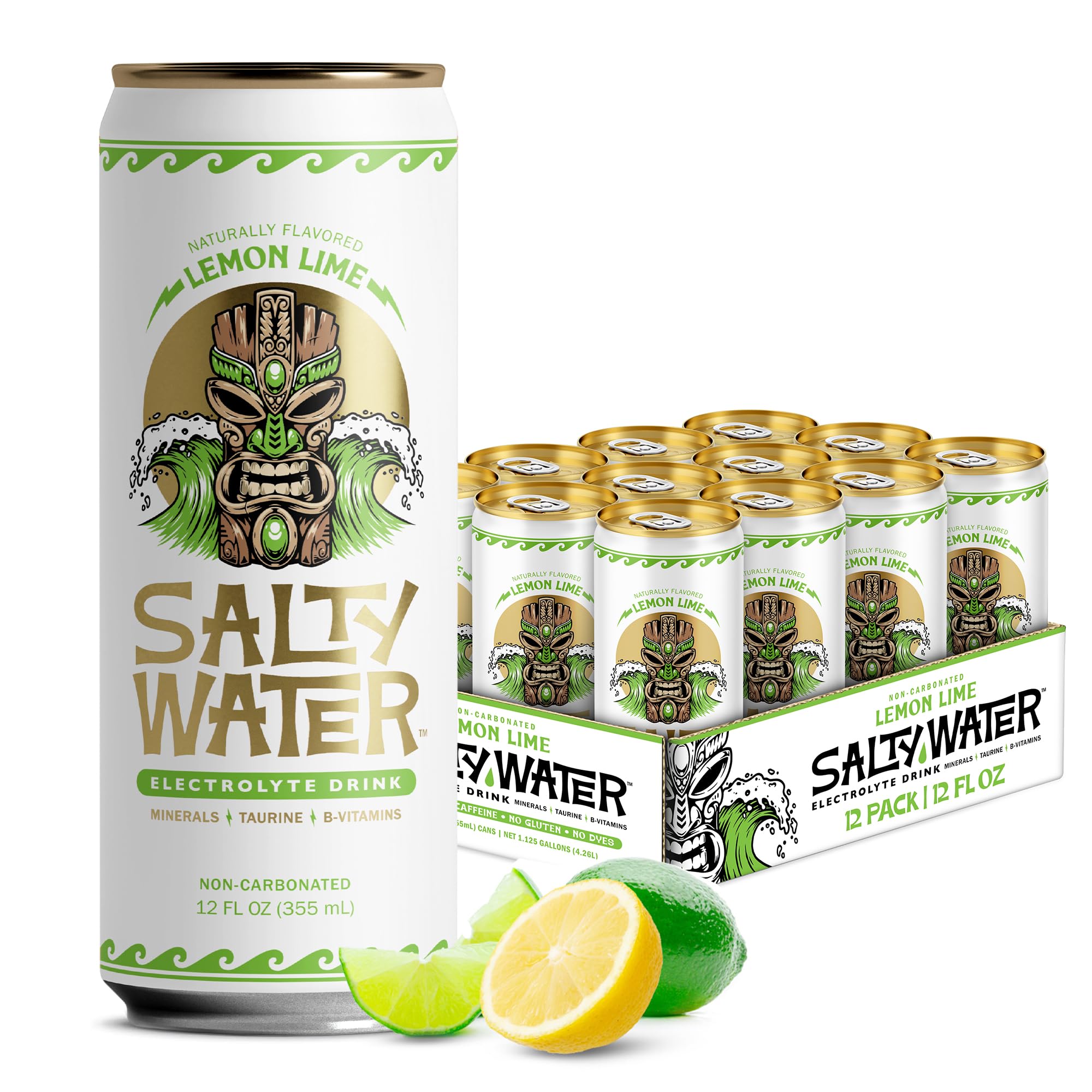 SaltyWater lemon lime front can showing bold branding and citrus design for quick recognition