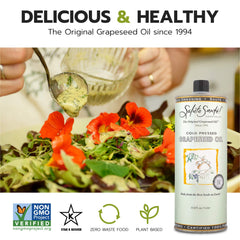 Salute Santé! label detail highlighting cold-pressed quality and clarity
