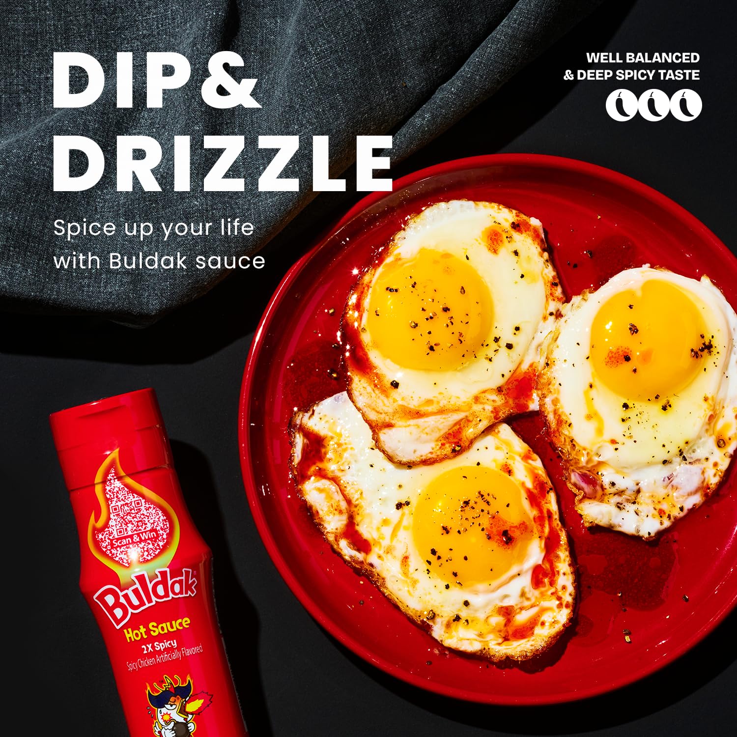 SAMYANG bottle next to spoon for scale, demonstrates compact 5.57 oz practical size