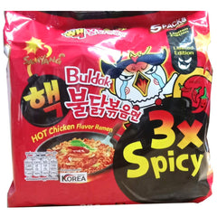 SAMYANG front packaging showing bold 3X spicy branding and product image for instant heat seekers