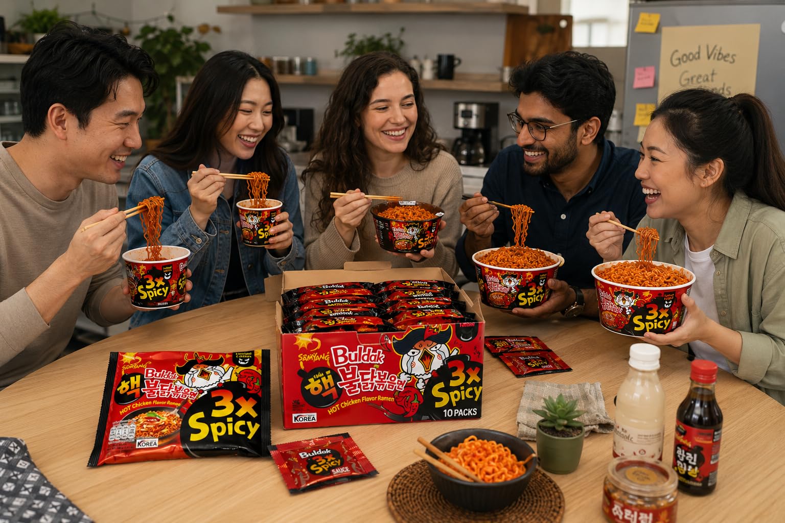 SAMYANG pack held in hand for scale demonstrating portion size and convenience