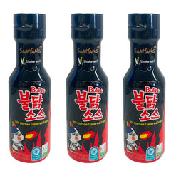 Samyang front bottle view showing label and bold hot chicken flavor for easy identification