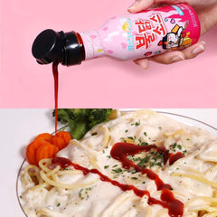 SAMYANG bulldark noodles served lifestyle with garnish, highlights bold flavor