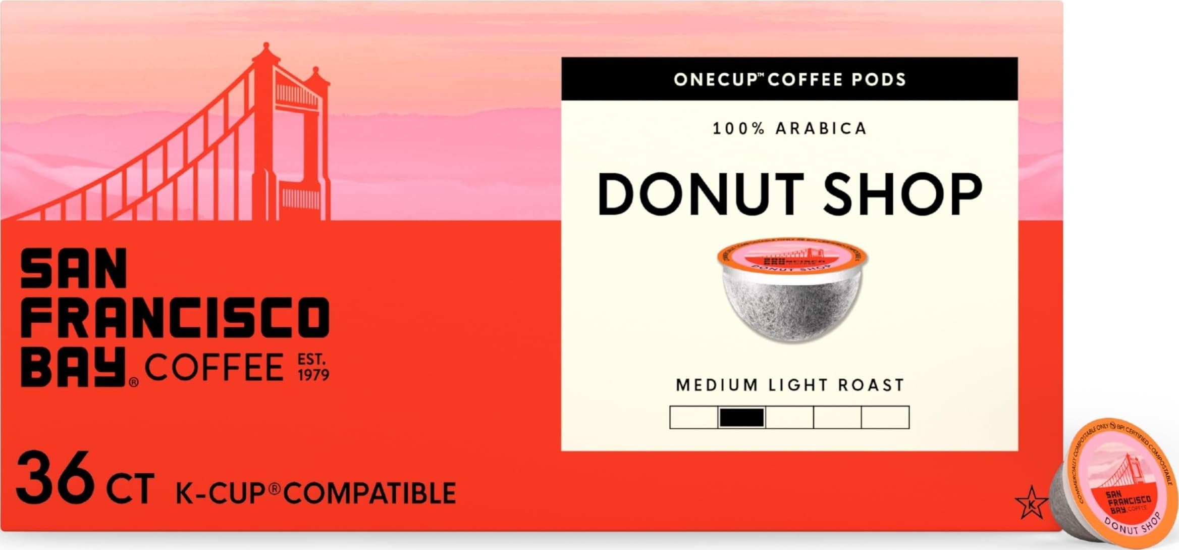 San Francisco Bay front packaging showing 36-count pods and convenient pack