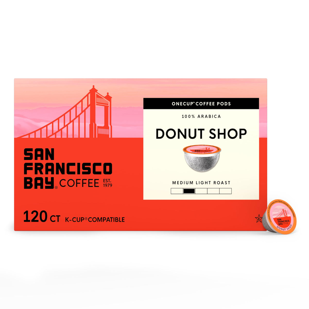 SAN FRANCISCO BAY front packaging showing 120-count box and branding benefit convenience