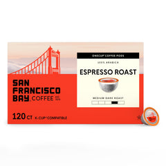 San Francisco Bay front packaging showing Espresso Roast and 120-count convenience