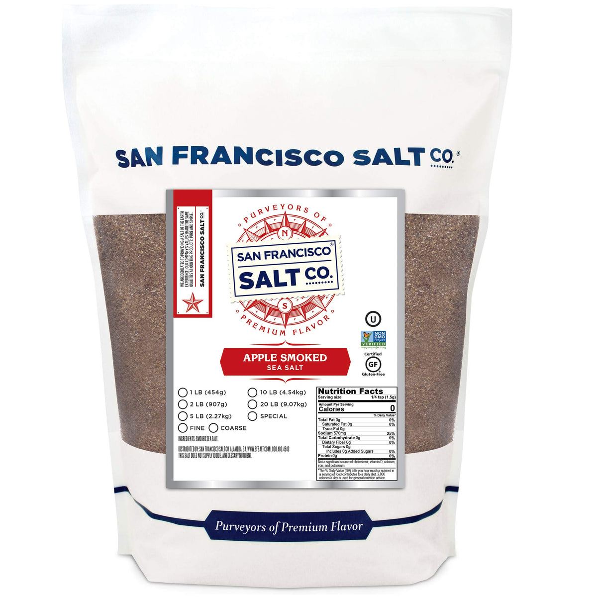 San Francisco Salt Company front package showing 2 lb bag and brand benefit