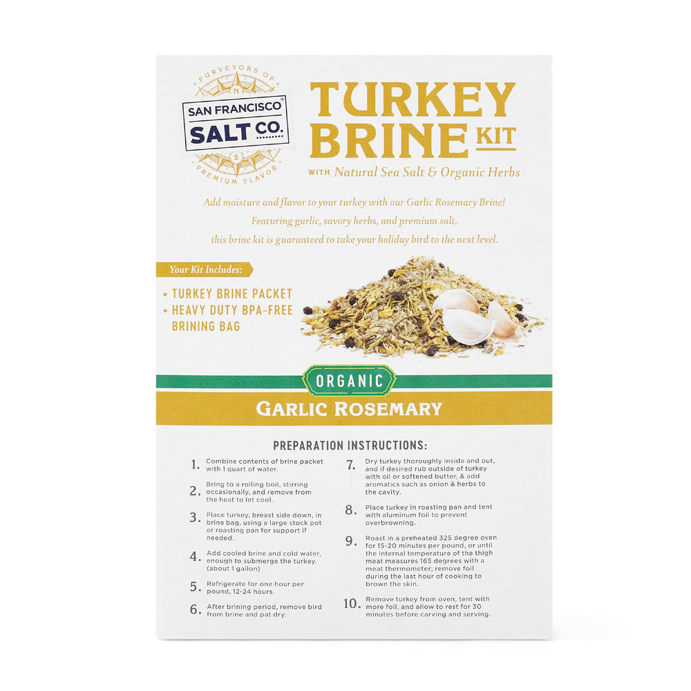 San Francisco Salt Company BPA-free brine bag and included 13 oz seasoning kit benefit