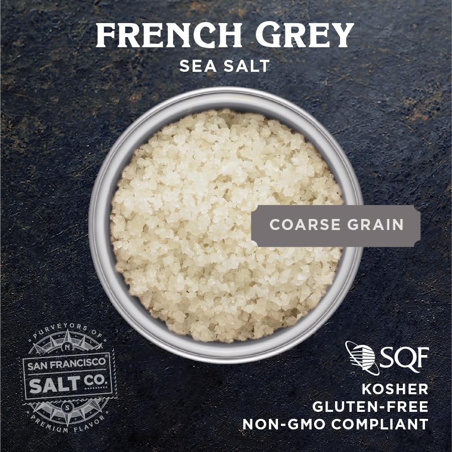 San Francisco Salt Company close-up of coarse sel gris crystals shows mineral texture benefit