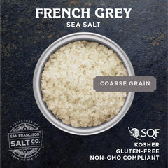 San Francisco Salt Company close-up of coarse sel gris crystals shows mineral texture benefit