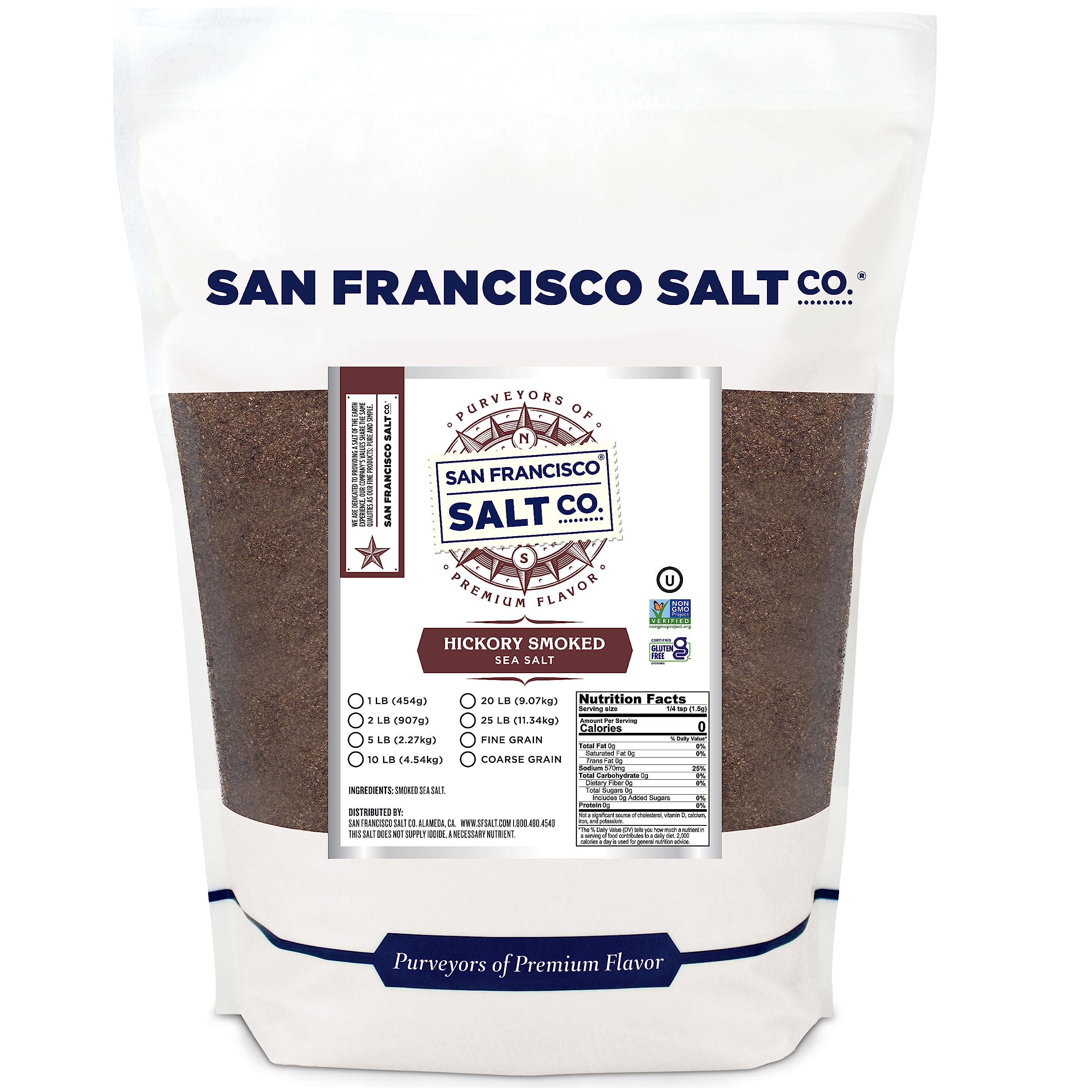 San Francisco Salt Company front packaging showing 2 lb bag and product benefit