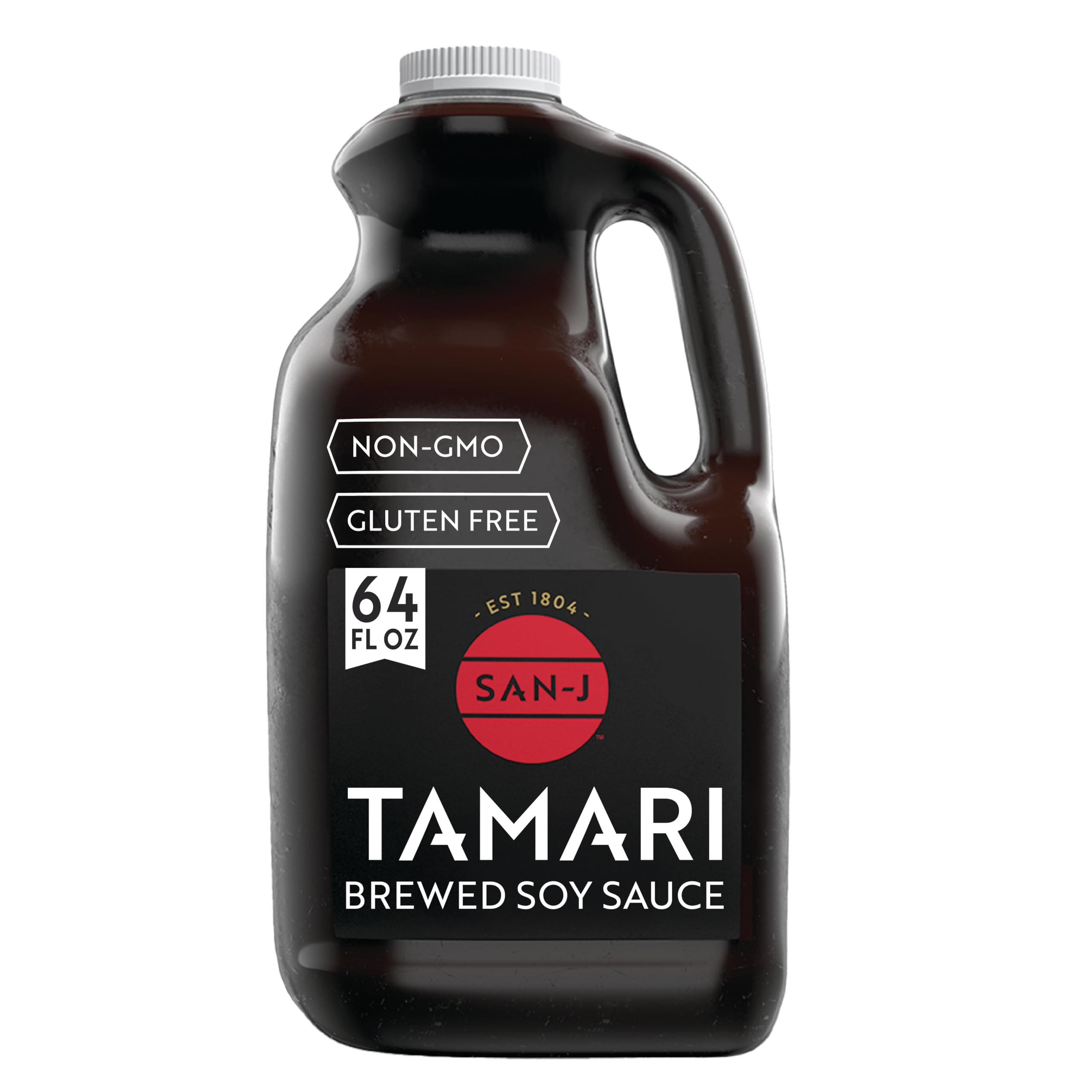 San-J 64 oz jug front label showing brand and size for pantry stocking