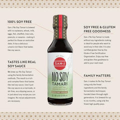 San-J sauce poured from bottle showing rich color and unami boost