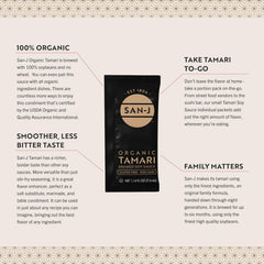 San-J ingredients label highlighting simple non-GMO soy and gluten-free benefit