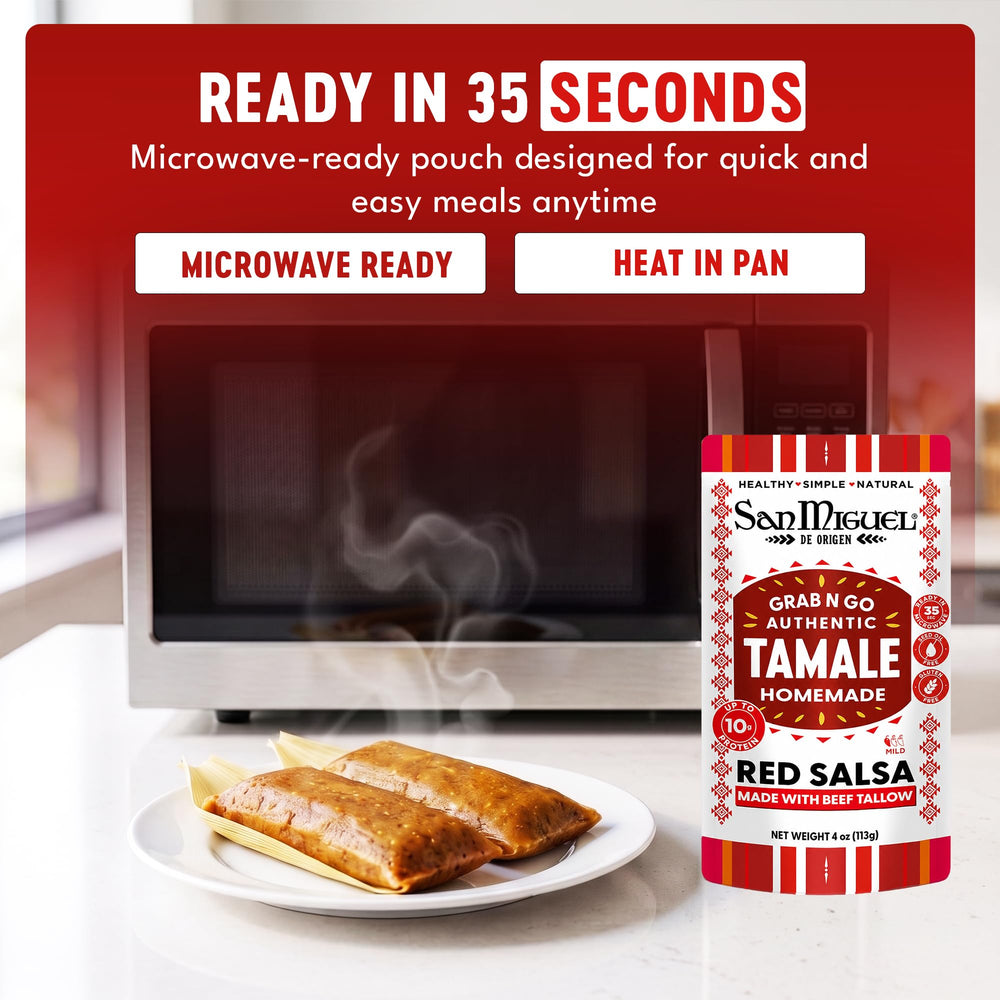 San Miguel de Origen plated tamale demonstrating hearty serving appeal