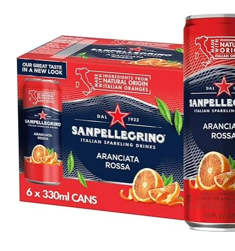 San Pellegrino blood orange can close-up showing deep citrus richness
