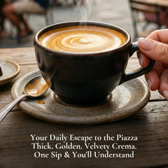 San Pietro di Puglia espresso shot with golden crema demonstrating rich body