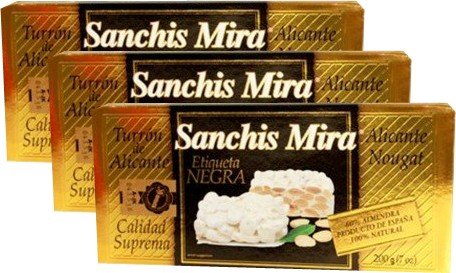 Sanchis Mira front packaging showing three 7 oz bars, ideal for gifting