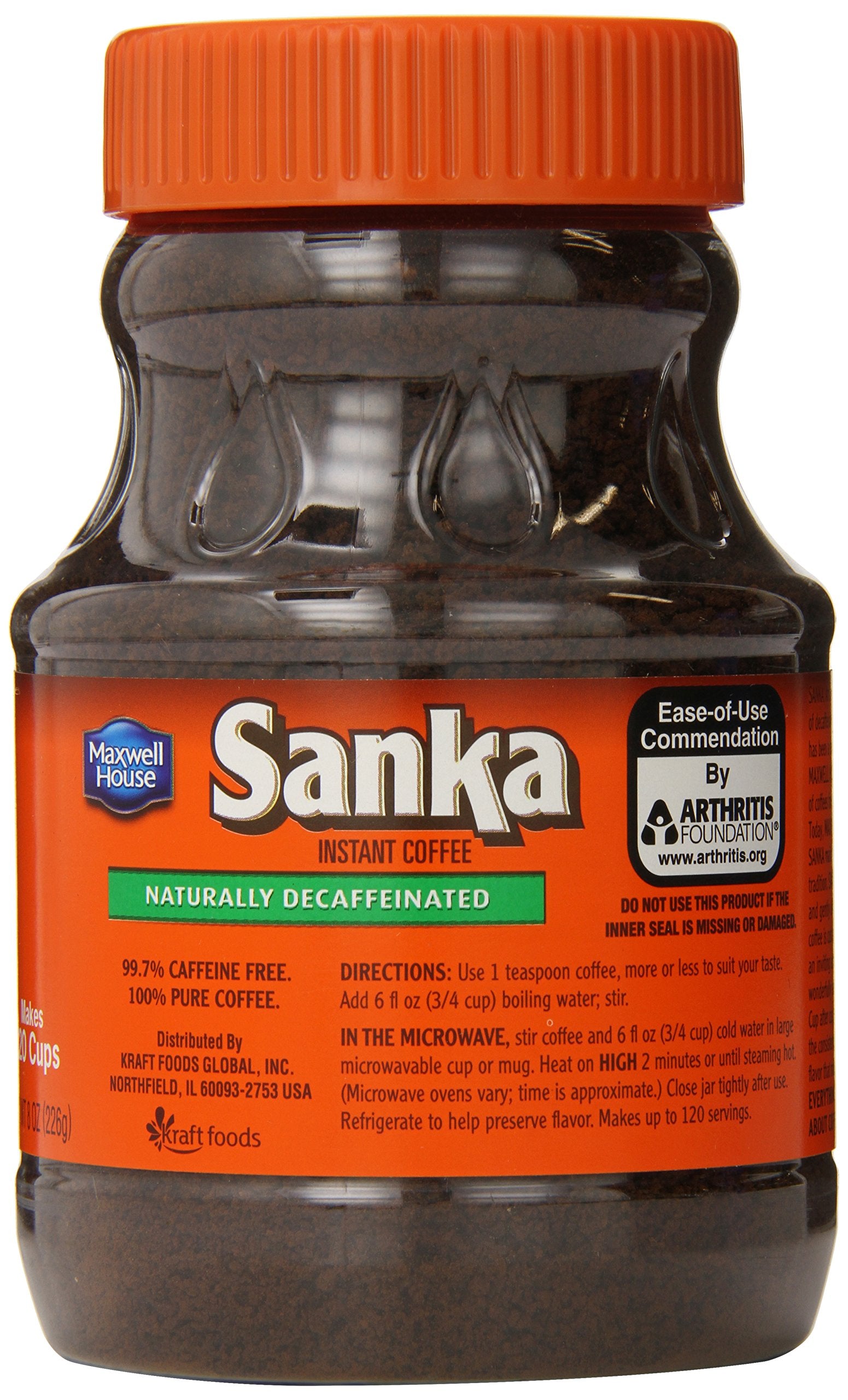 SANKA granules close-up revealing instant texture and quick dissolve