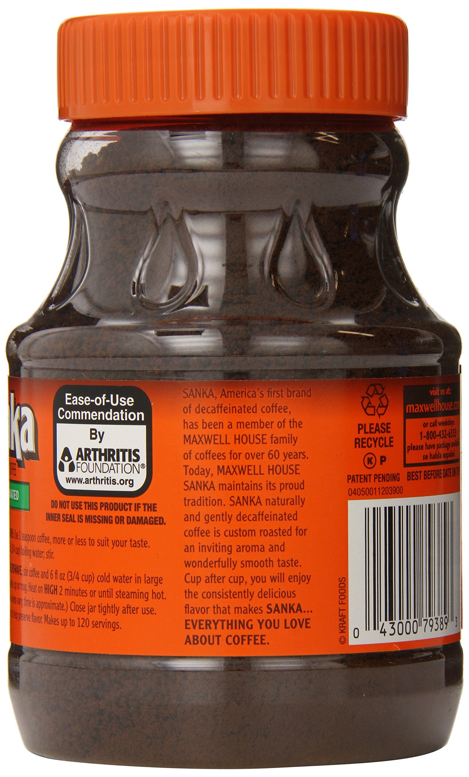 SANKA jar open with resealable cap showing freshness seal benefit