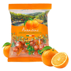 Sanniti close-up of candy texture highlighting fizzy surface and natural orange appeal for taste preview