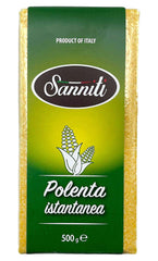 Sanniti close-up of fine cornmeal texture showing smooth cooking results