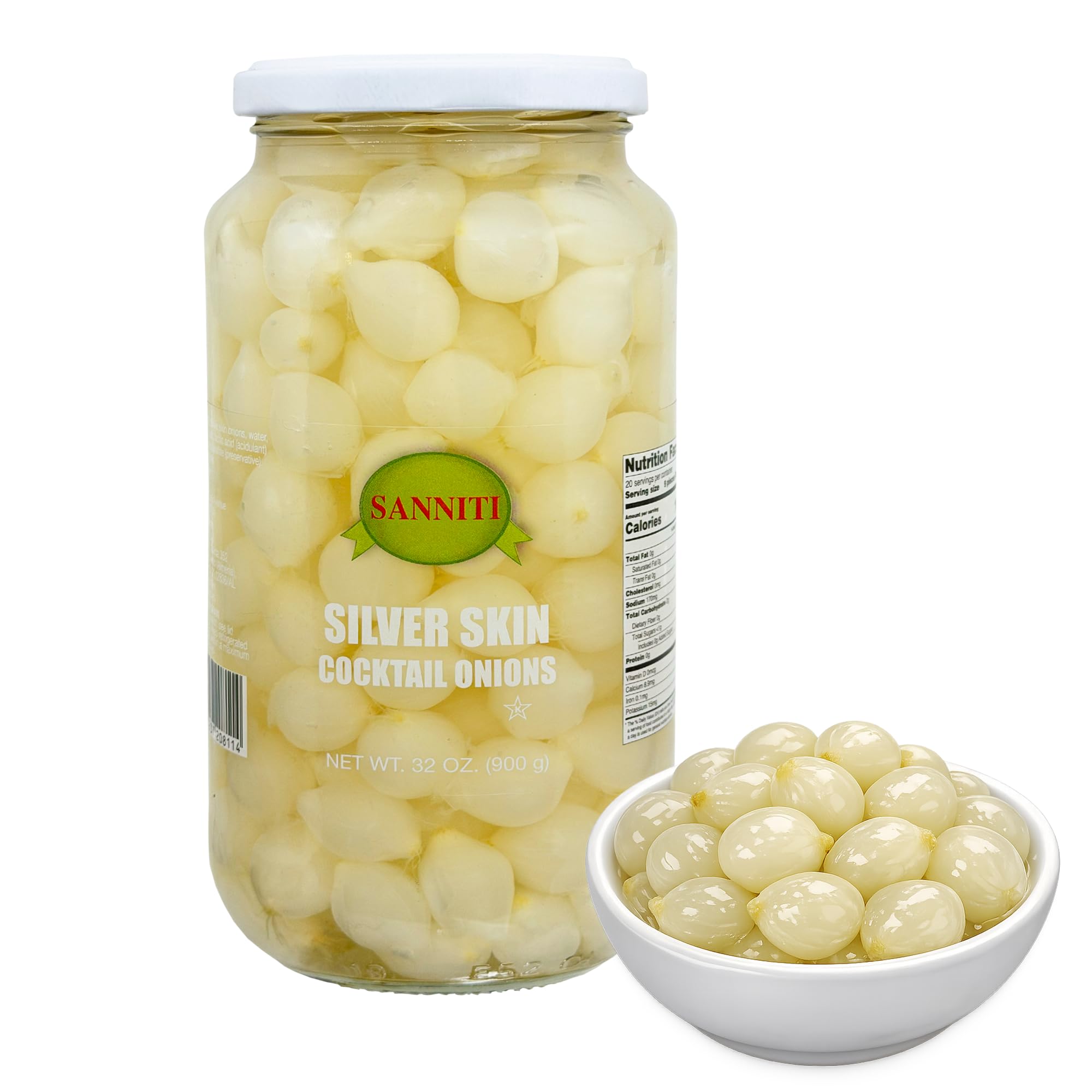 Sanniti close-up of pickled silver skin onions highlighting crisp texture