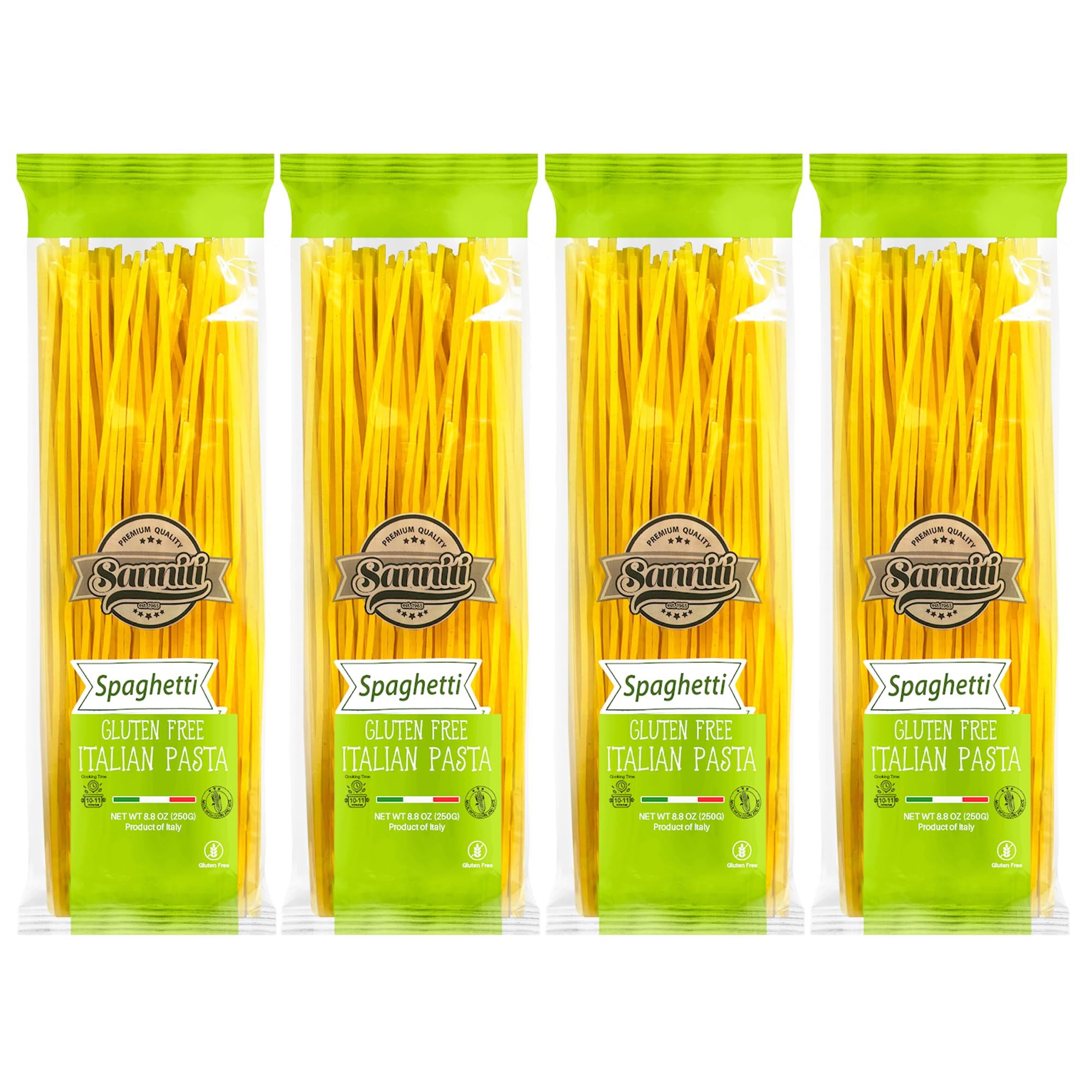 Sanniti front packaging showing four 8.8 oz boxes, convenient pantry supply