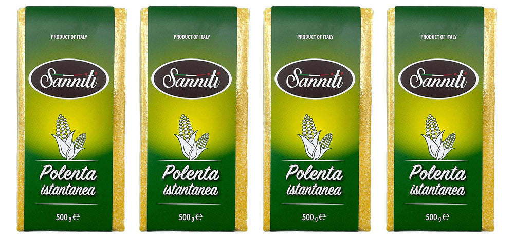 Sanniti front packaging showing four 17.6 oz bags and Italian origin benefits