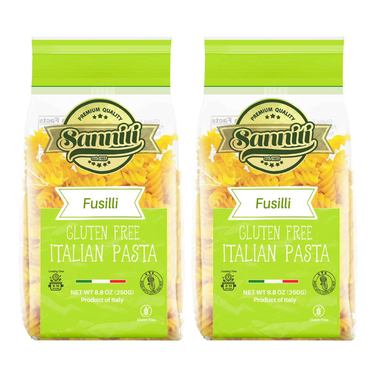 Sanniti front packaging showing product benefits and Italian origin