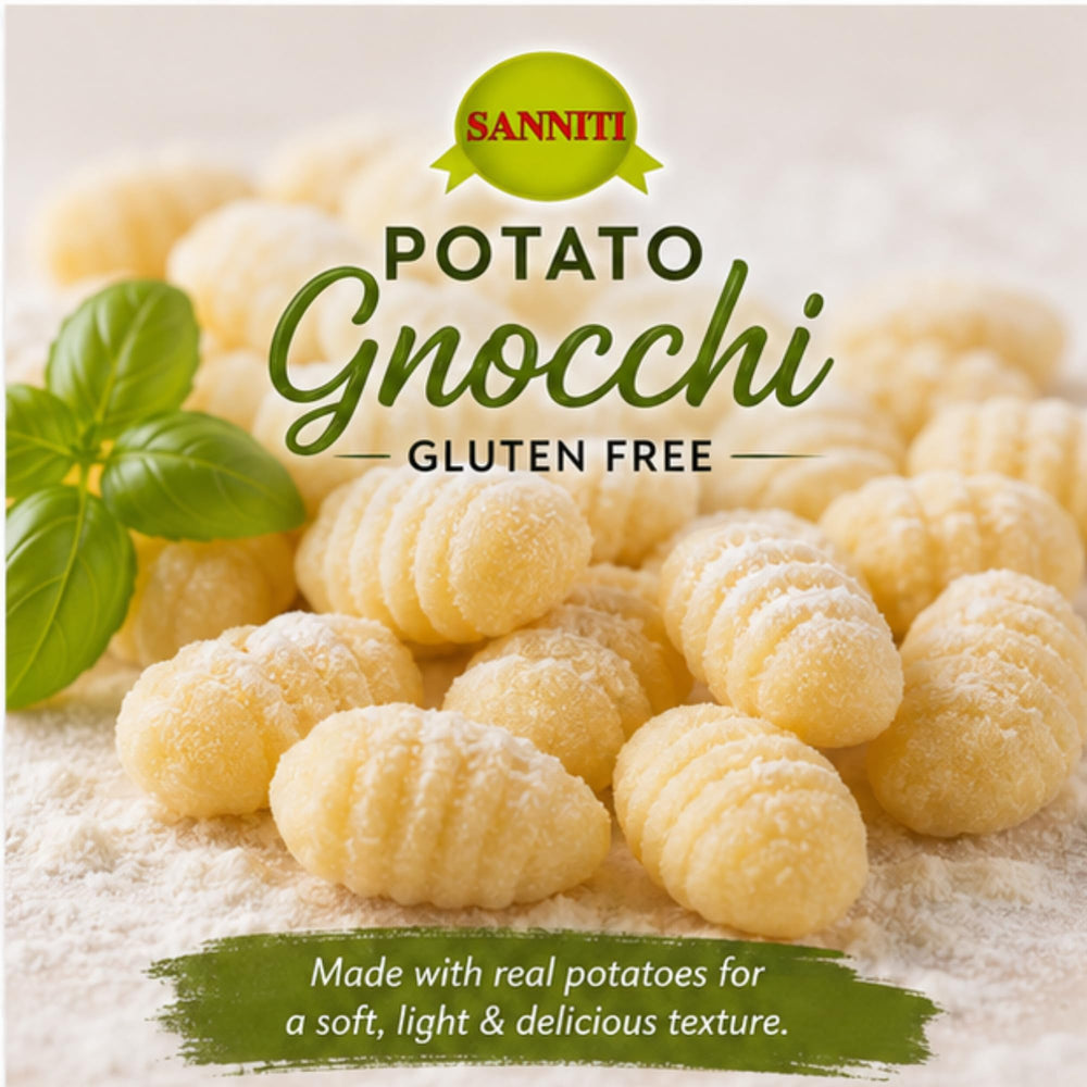 Sanniti gnocchi with pesto sauce plated to show flavor pairing and fresh-tasting finish