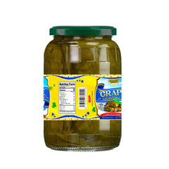 Sanniti open jar with brined grape leaves ready to rinse and use