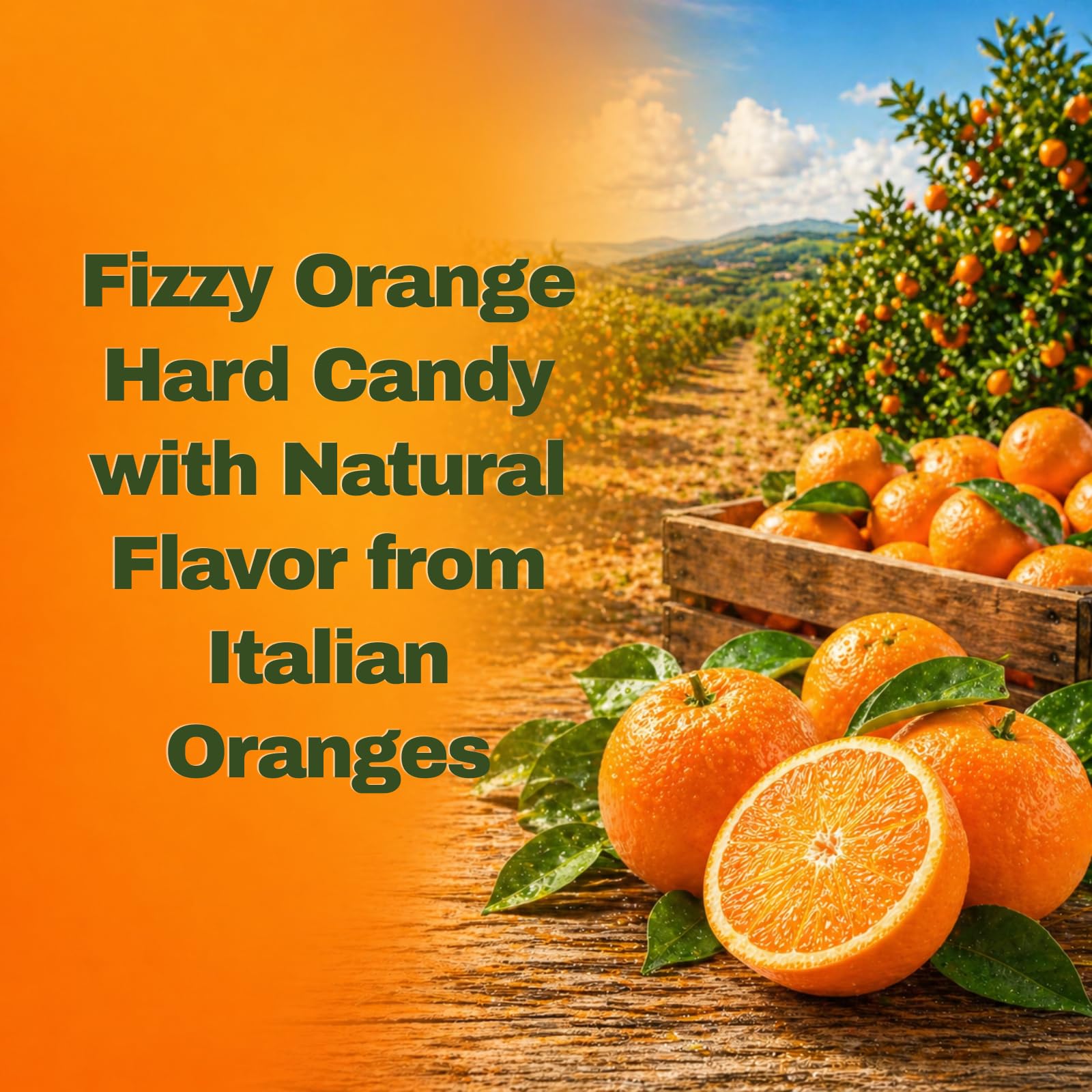 Sanniti label and ingredients showing product of Italy and natural orange flavor
